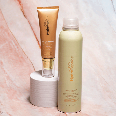 Image of HydroPeptide Solar Defense Body SPF 30 and Solar Tinted SPF 30 sunscreens